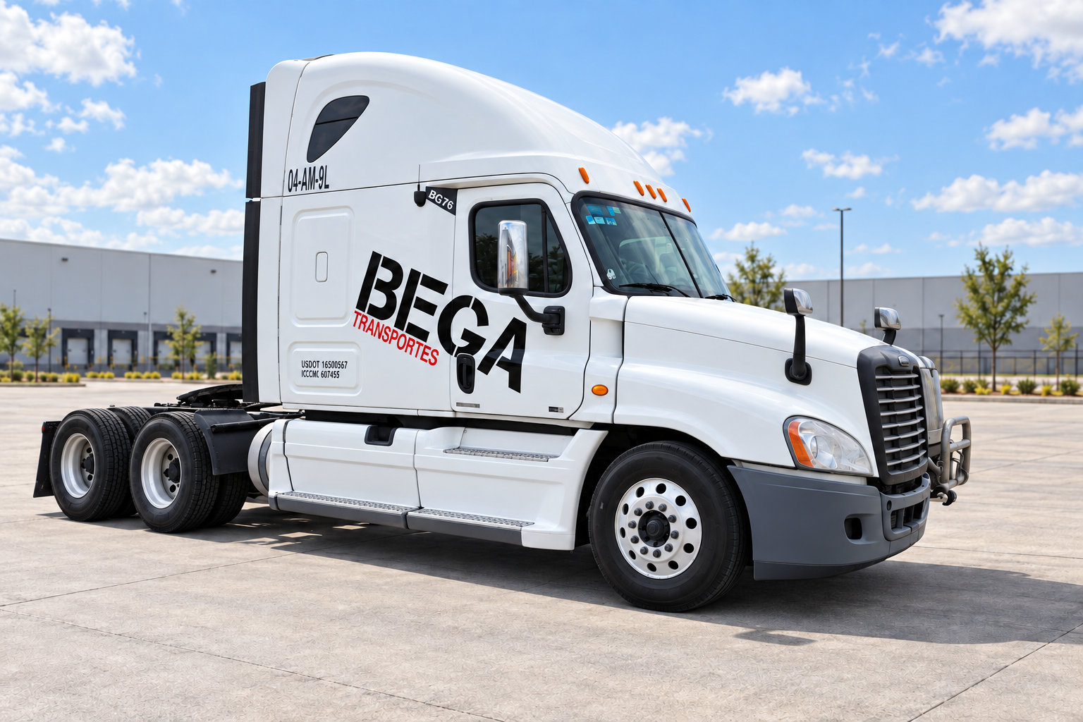 Unidad blanca BG76 de Transportes Bega, fotografía retocada